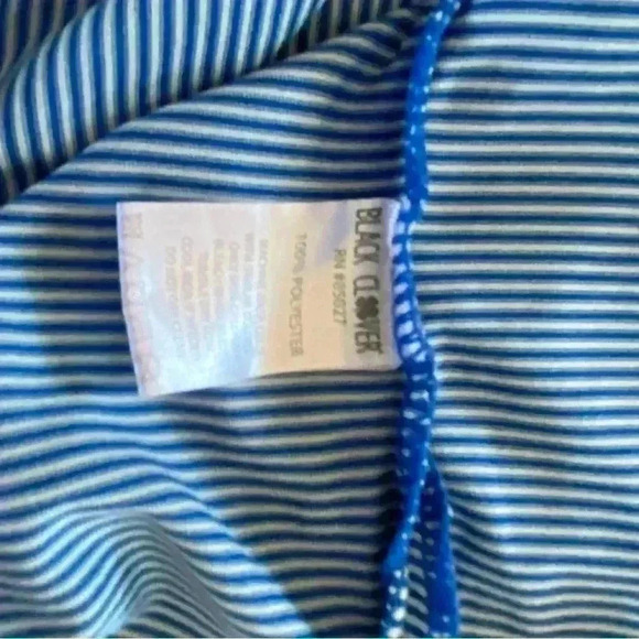 Black Clover Mens Striped Polo Blue Large - Picture 7 of 7